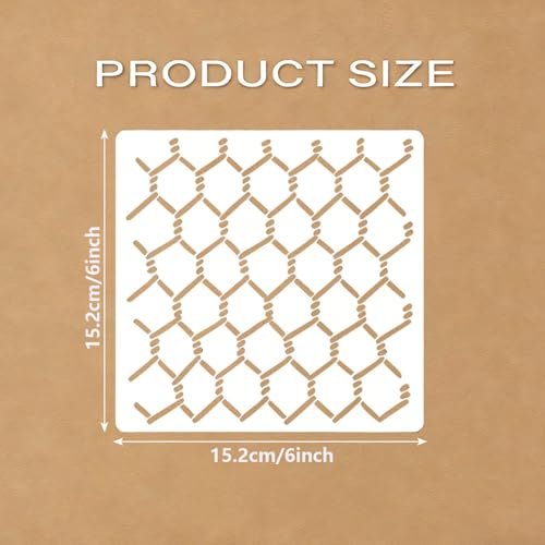 16 Pcs Geometric Texture Stencils Reusable 6×6 Inch Background Stencils for Crafts Plastic Abstract Layering Drawing Templates for DIY Wall Canvas Knit Notebook Card Wood - color: Style C