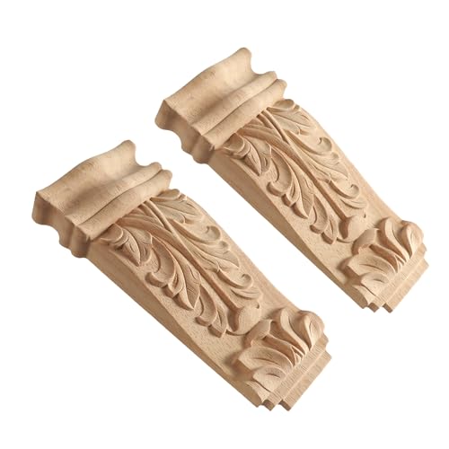Nsrisml 2Pcs Unpainted Solid Wood Corner Onlay Applique, Vintage European Corbels for Cabinet Door Wall Furniture Refurbish Decor(8.86") - size: 22.5x9.5cm/8.86"x3.74"