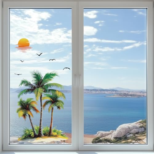 Peacoblue Palm Tree and Sunset Rub On Transfers for Furniture Craft 6"x12" - style: Palm Trees and Sunset