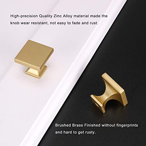 homdiy Gold Cabinet Knobs 5 Pack Brushed Gold Square Cabinet Knobs - color: Brushed Gold, size: 5 Pack