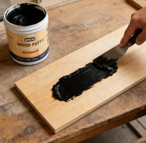 Black Wood Filler, 9.87 oz Wood Putty Furniture Repair Kit - color: Black