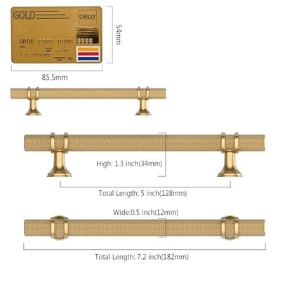 Amerdeco 10 Pack Knurled Champagne Bronze Cabinet Pulls 5 Inch Hole Center Kitchen Cabinet Handles for Drawer, Cupboard and Wardrobe - color: Champagne Bronze, size: 5"/128MM Hole Center, style: 10 Pack