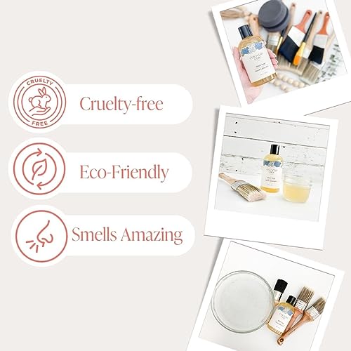 Paint Brush Cleaner - 100% Natural, 75% Organic Soap for Washing Paint Brushes & Conditioning Bristles - Peppermint Scented with Essential Oils - Easy Pour Cap - Best for Chalk Furniture Paint - 8 oz