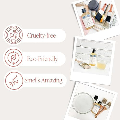 Paint Brush Cleaner - 100% Natural, 75% Organic Soap for Washing Paint Brushes & Conditioning Bristles - Peppermint Scented with Essential Oils - Easy Pour Cap - Best for Chalk Furniture Paint - 8 oz