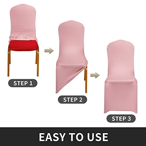 Peomeise Stretch Spandex Chair Cover for Wedding Party Dining Banquet Event (Dusty Rose, 25) - color: Dusty Rose, size: 25PCS