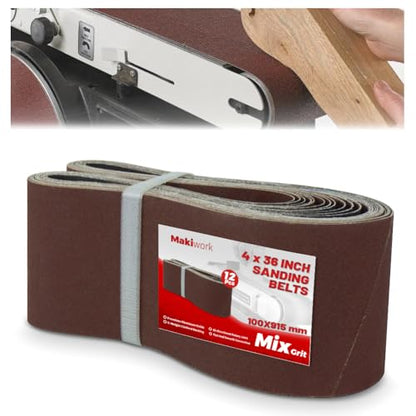 12 Pack 4x36 Inch Sanding Belts, Assorted 80–400 Grit Aluminum Oxide Abrasive Belts for Belt Sander, Woodworking, Metal Polishing & Surface Preparation - style: 4x36 in belts