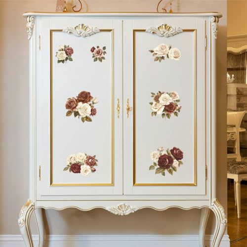 Peacoblue Victorian Roses Rub On Transfers for Furniture Craft 6"x12" - style: Victorian Style Roses