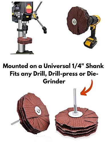 4in Sanding Mop Kit for Drill, Flap Wheel Sander Stars 80 120 240 Grit 3pk - style: 80 | 120 | 240 Grit