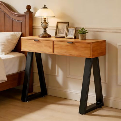 24 Inch Metal Table Legs Black, Industrial DIY Furniture Legs for Desk, Nightstand, Coffee/End/Side Table, Set of 2 - size: 24 '' Trapezoid