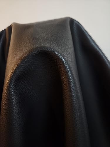 NAT Leathers Black Pebblegrain Tumbled (Peta-Approved) Vegan Faux Leather Fabric Sheet Synthetic Pleather 0.9 mm 1/2 Yard 18 x 54 inch Soft Upholstery Half Yard (18" x 54") (Black Pebbled)