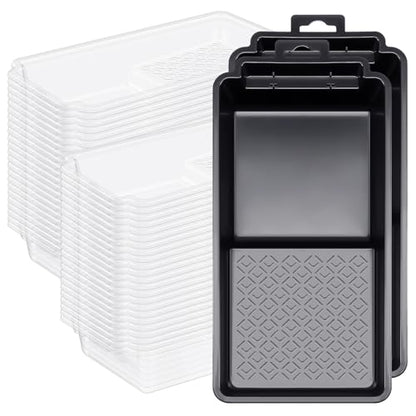 Geelin 60 Pack 4 Inch Paint Tray Liner Set, 58 Disposable with 2 Pans