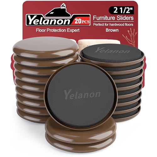 Yelanon Furniture Sliders 20 Pcs 2.5" Round Brown for Carpet - size: 20pcs Brown 2.5"
