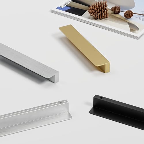 Peaha 10 Pack 6-5/16" Black Cabinet Handles Finger Edge Pulls for Cabinets - color: Black, size: 6-5/16" Hole Center