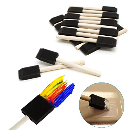 200 Pack 1 inch Foam Brush Bulk Foam Paint Brush Sponge Paint Brush with Wood Handle for Acrylics, Stains, Varnishes, Crafts - color: 200 Pack-1 Inch