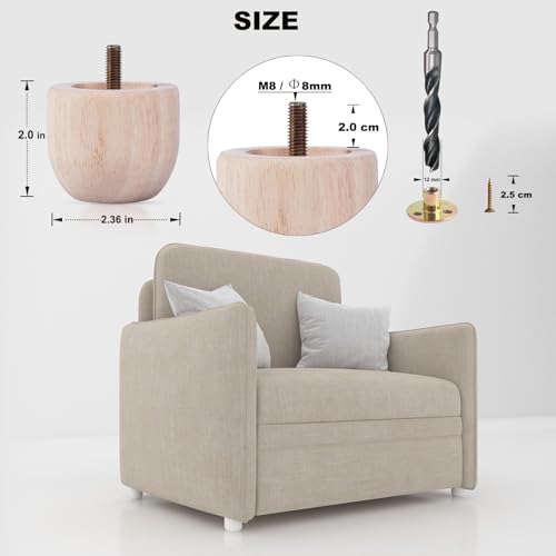 2 Inch Short Unfinished Wooden Furniture Legs Set of 4, Solid Wood Cylindrical Small Table Legs, Chair Legs, Sofa Legs, Cabinet Legs, Couch Legs, DIY Replacement Feet (Natural Wood, Unpainted) - color: Unfinished, size: 2 Inch