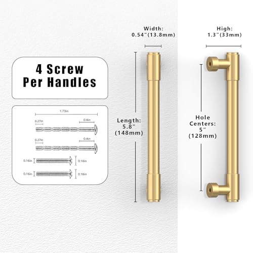 10 Pack Champagne Bronze Cabinet Pulls 5 Inch(128mm) Kitchen Cabinet Handles Cabinet Hardware for Drawer Pulls - color: Champagne Bronze, size: 5" Hole Center