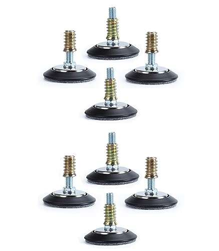 Leveling Feet 8PK with 3/8"-16 Thread Inserts and Felt Pads - size: D64mm Black
