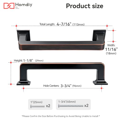 homdiy 20 Pack 3-3/4 Inch Oil Rubbed Bronze Cabinet Pulls, Solid Zinc Alloy - color: Oil Rubbed Bronze, size: 3-3/4" Hole Center
