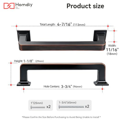 homdiy 20 Pack 3-3/4 Inch Oil Rubbed Bronze Cabinet Pulls, Solid Zinc Alloy - color: Oil Rubbed Bronze, size: 3-3/4" Hole Center