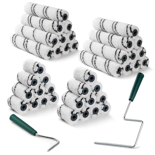 40 Pack 2 Inch and 6 Inch Microfiber Paint Roller Covers with 2pcs Anti Rust Metal Roller Frames, Professional Grade Painting Tools for Walls, Ceilings, Furniture - size: 2 Inch & 6 inch, 42 Pack
