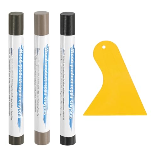 uxcell 3Pcs Wood Filler Sticks, Furniture Scratch Repair Wax Crayons Furniture Touch Up Markers Wood Repair Wax Kit with Spatula for Wood Furniture Floors, 3 Colors Black Brown Series - color: Black Brown Series