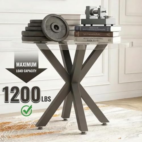 28" Metal Table Base with Suction Cups, Fits Glass Marble Wood - color: Metal Black