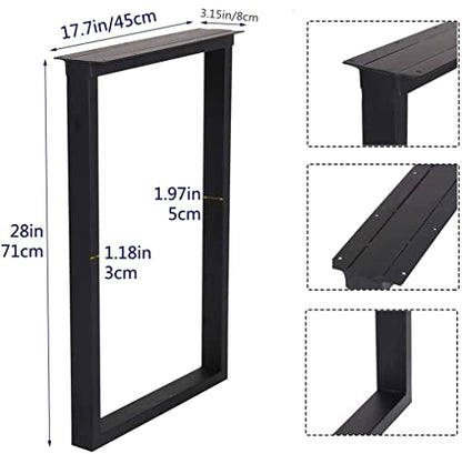 TIEOU Metal Table Legs Heavy Duty Metal Desk Legs 28 Inch Height Industrial Black Table Legs,Dining Table Legs,Modern Table Legs - color: Rectangle-shape, size: H28"xW18"