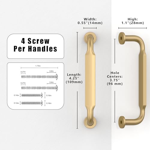 10 Pack Champagne Bronze Cabinet Pulls 3.75 Inch(96mm) Kitchen Cabinet Handles Cabinet Hardware for Drawer Pulls - color: Champagne Bronze, size: 3.75" Hole Center