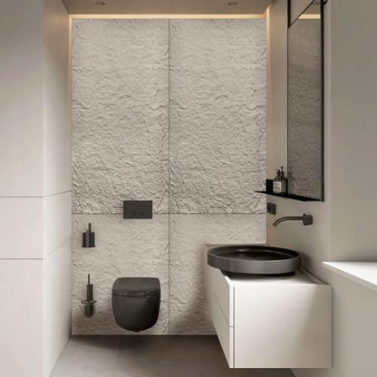 Faux Stone Wall Panels, 5-Pack 3D PU Cement-Texture Panels, Cement - color: Cement Gray
