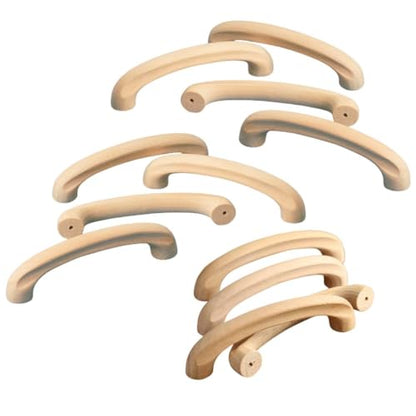 12 Unfinished Wood Cabinet Pulls – 4-1/4" Drawer Knobs for DIY Furniture