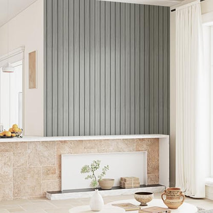 16.8"×118" 3D Grey Wood Wall Panels for Bedroom Living Room Liner - color: Gray