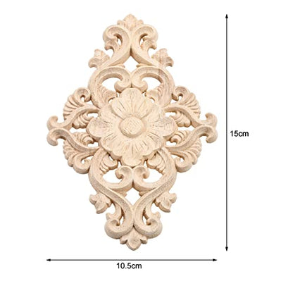 2Pcs Wood Carved Appliques Onlays Center Carving Decals for Furniture - color: 2-pack, size: 15x10.5cm/5.9"x4.13"