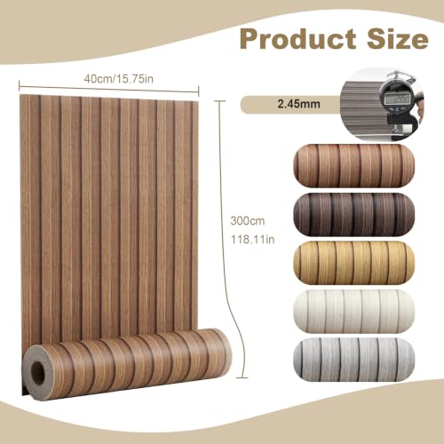 118" x 15.8" Peel and Stick PVC Faux Wood Slat Wall Panels - color: Light Brown