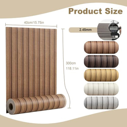 118" x 15.8" Peel and Stick PVC Faux Wood Slat Wall Panels - color: Light Brown