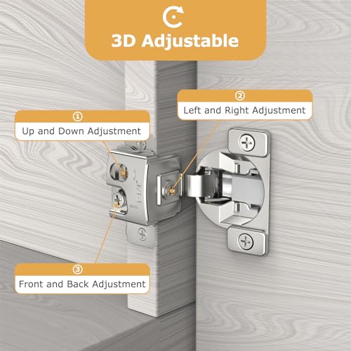 Furniware 30 Pieces 1-1/4 in Overlay Soft Close Concealed Hinge, 105 Degree - color: 30 Pieces, size: 1-1/4"