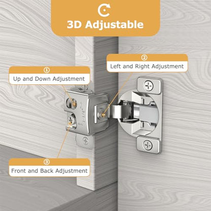 Furniware 30 Pieces 1-1/4 in Overlay Soft Close Concealed Hinge, 105 Degree - color: 30 Pieces, size: 1-1/4"