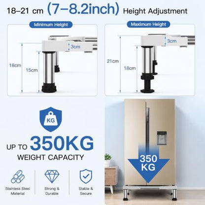 SEISSO Mini Fridge Stand Adjustable Height 7"-8.2" for Appliance 23"-32" - size: Round Tube With 4 Feet