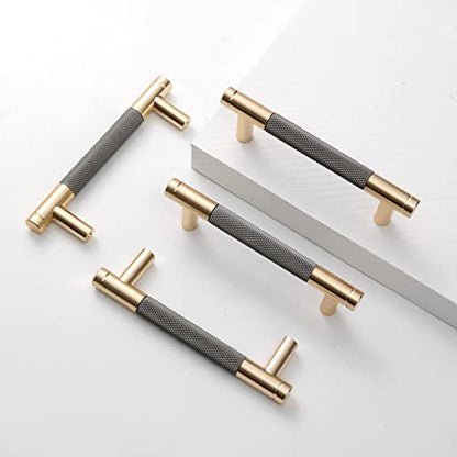 12 Pack 3 3/4 Inch 96 mm Barrel Cabinet Pulls Gold and Grey Cupboard Aluminum Handles Drawer Pull Cabinet Handles - color: Gold and Grey, size: 3 3/4 Inch