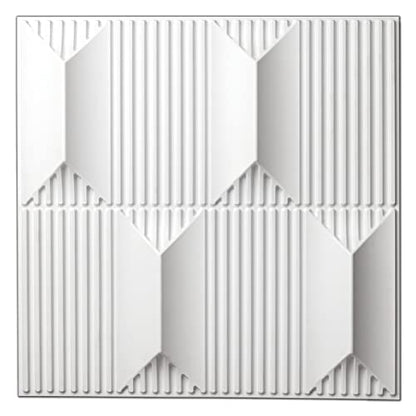 Art3dwallpanels 3D Wall Panels 19.7" x 19.7" PVC White, 12 Tiles - color: White