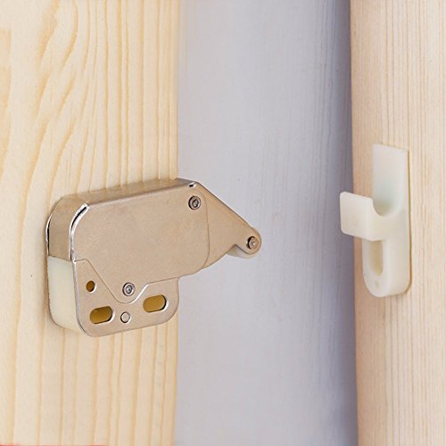 Push to Open Door Latches, Automatic Cabinet Latch Lock Set No Handle Spring Latches for Cupboard Wardrobe Furniture Sliding Doors Easy Install Hidden Touch Catch