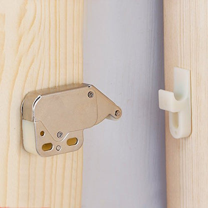 Push to Open Door Latches, Automatic Cabinet Latch Lock Set No Handle Spring Latches for Cupboard Wardrobe Furniture Sliding Doors Easy Install Hidden Touch Catch