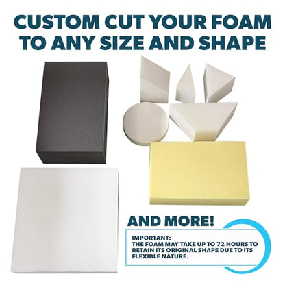 Foamma Custom Cut-to-Size Foam (Charcoal) - High & Medium Density Custom Upholstery Foam Cushion, Polyurethane, Cushion Replacement for Chairs, Couches & DIY Projects for All Needs
