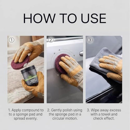 All-in-One Surface Restoration Polish with Pad, Multi-Surface Scratch Remover Compound, High Gloss Finish, Polish & Surface Protection, for Leather Wood Marble Metal Stone and More