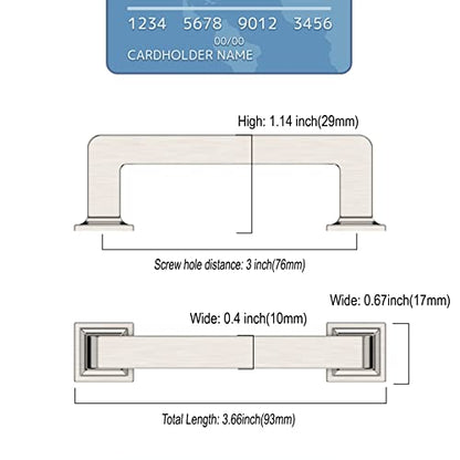 Brushed Satin Nickel Cabinet Handles Kitchen Pulls 3 Inch 10 Pack - color: Brushed Satin Nickel, size: 3" Hole Center