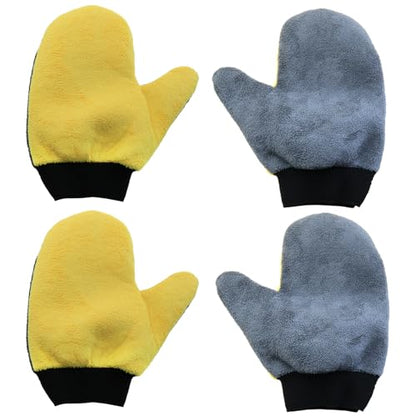 4-Pack Cleaning Dusting Gloves, Painter and Decorating Glove with Thumb, Microfiber Towel Gloves
