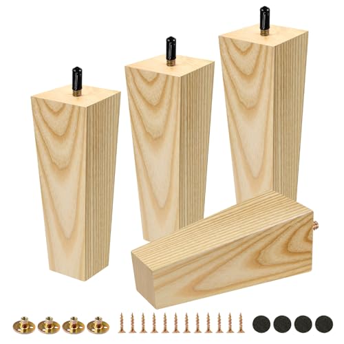 FoDau770 Square Furniture Legs 6 Inch, Ash Wood Legs with 5/16"-18 Bolts - size: 6 Inch