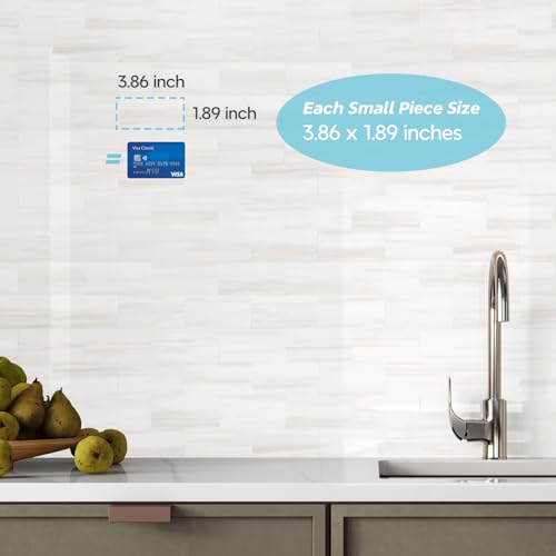 STICKGOO 10-Sheet Subway Tile Peel and Stick Wall Tiles, Seamless Design Polished Dolomite Kitchen Backsplash, PVC Stick on Tiles for Kitchen, Bathroom, RV, Fireplace - color: Polished Glossy Dolomite