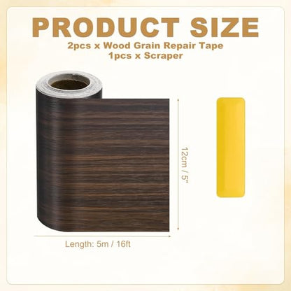 HARFINGTON Wood Grain Repair Tape 5" x16ft Self-Adhesive Repair Patch - color: Black Walnut, size: 5" x 16ft