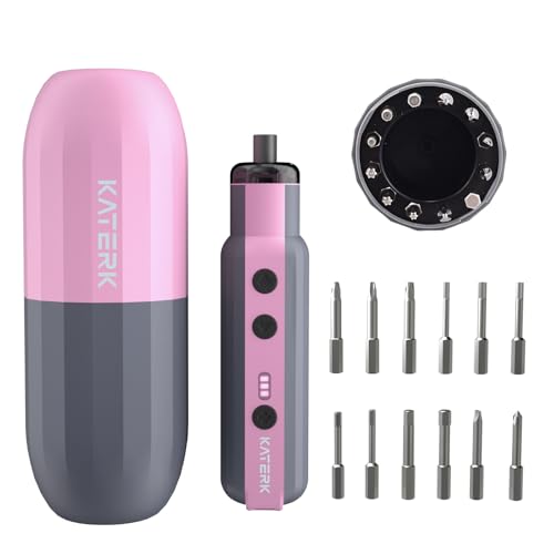 Katerk Electric Screwdriver Cordless Power Screwdriver Set Rechargeable - color: Pink