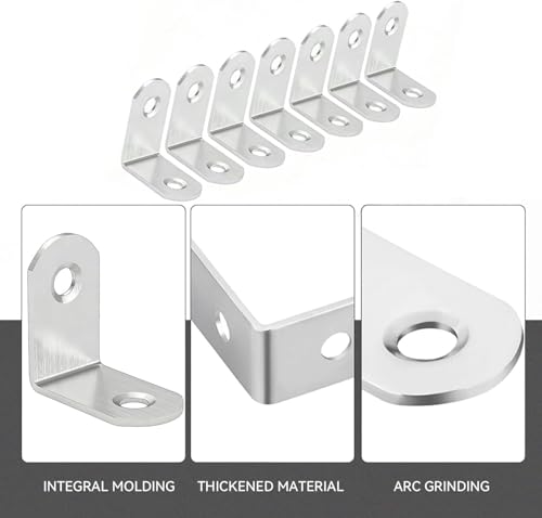 Stainless Steel Corner Brace, 20Pcs 90 Degree Right L-Shaped Metal Corner Connector Joint Plate, Cabinet, DIY Woodworking Projects with 40PCS Screws 1.2x0.6in (30x30x16（20pcs） - size: 30x30x16（20pcs）